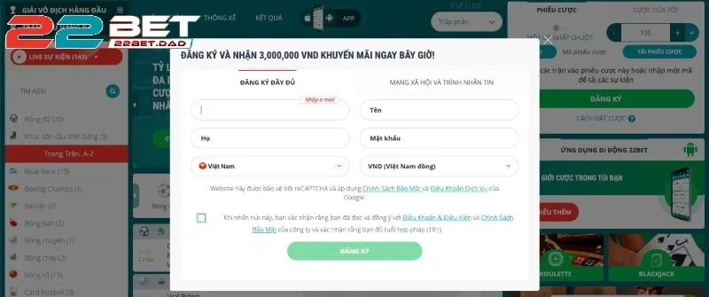 Hướng Dẫn Đăng Ký 22bet - Nhanh Chóng, Dễ Dàng